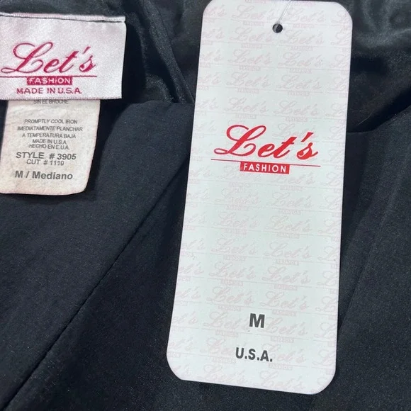 Let's Fashion Black Tiered Peplum Cocktail Dress Spaghetti Strap Sz M Party - Picture 8 of 9